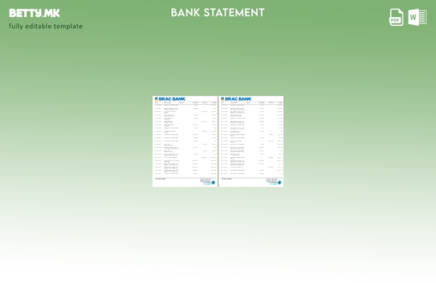 модерен стил Шаблон за зборови за изводи од банкарски изводи од Бангладеш BRAC 1